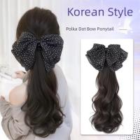Cola de Caballo baja, lazos negros, extensión de cabello con nudo, postizo, cola de caballo larga y rizada, peluca de cola de caballo con Clip de garra suave Natural para uso diario - details 15