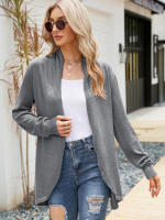 Cárdigan liso de manga larga para mujer, abrigo largo de punto, ropa informal, otoño e invierno, 2023 - details 8
