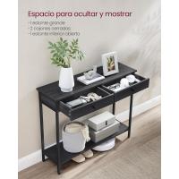 Consola 2 Cajones Marco Acero Estable para Pasillo Dormitorio Salón Estilo Industrial Gris Carbón y Negro Tinta LNT015B07 - details 3