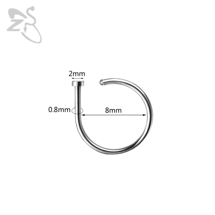 ZS-Anillo de nariz falso redondo de acero inoxidable para hombres, joyería sin perforación, Color dorado y plateado, 18G/20G, 8MM/10MM, 10 unidades por lote - 1