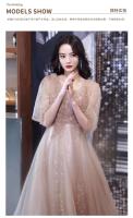 Vestido de dama de honor de color champán de alta gama, ligero y lujoso de noche de estilo francés para mujer, socialité, hada y noble, puede ser - details 8