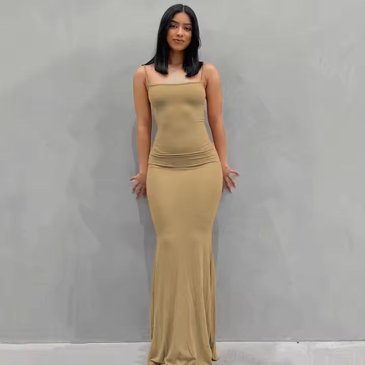 Vestido Largo para Mujer 2025 Correas Estables + Tela Elástica Estilo Moldeado SKIMS - 1
