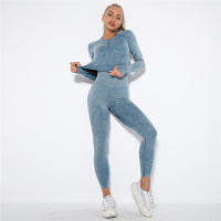 Conjunto de mallas de yoga sin costuras para mujer, ropa deportiva, para entrenamiento, gimnasio, ropa deportiva - details 4