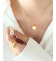 Collar colgante de forma irregular para mujer, cadena de clavícula, acero de titanio simple chapado en oro de 18k - details 1