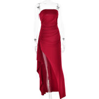 Vestido de falda plisada estampado elegante de moda con cuello en V de manga corta para mujer - details 25