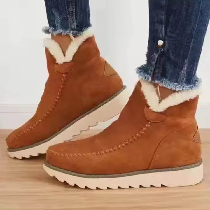 Botas de plataforma de nieve sin cordones, zapatos de algodón para mujer, pantalón corto informal cálido de invierno, nuevos botines para mujer - 1