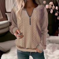 Camisetas con cuello en v para mujer, jerséis informales de manga larga, camiseta para mujer de otoño - details 2
