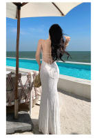 2025 vestido de vacaciones blanco marfil de noche elegante de estilo francés de gama alta falda camisola adelgazante ajustada - details 4