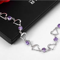 Pulsera de Zirconio Cristal Púrpura con Forma de Corazón en Plata  de Alta Calidad Joyería de Fiesta y Compromiso para Mujer Regalo de Andara - details 2