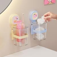 Caja de almacenamiento con ventosa de plástico, cesta de almacenamiento transparente para ahorrar espacio en el baño, soporte de carga grande, soporte para cepillo de dientes montado en la pared - details 9