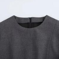 BUNO-vestido Midi a la moda para mujer, cuello redondo, manga corta, cremallera, vestido ajustado para ir al trabajo, vestido plisado informal versátil Vintage para mujer - details 8