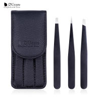 DUcare-Pinzas profesionales para cejas, extensión de pestañas de acero inoxidable, clásicas, inclinadas, 3 pinzas de depilación - details 0