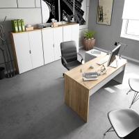 Escritorio con Cajonera, Mesa de Oficina, Modelo Office BUC, Acabado en Blanco Artik y Roble Cananadian, Medidas: 145 cm (Largo) x 102 cm (Fondo) x 73 cm (Alto) - details 6
