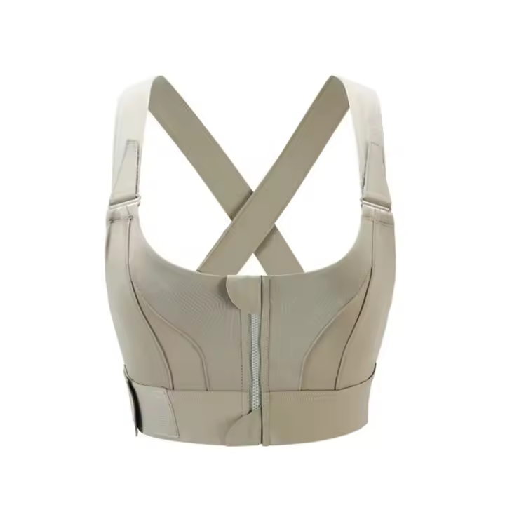 Sujetador Deportivo para Mujer Top Corto, Chaleco de Yoga con Cremallera Frontal - 1