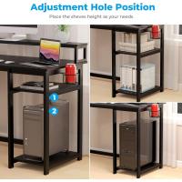 Escritorio de Ordenador con Soporte de Monitor Escritorio de Oficina con Estantes de Almacenamiento Ajustables Pequeño Escritorio Reversible para el Estudio Beige - details 32