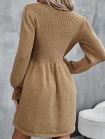Vestido tipo suéter de punto liso, minivestido elegante de manga larga, ropa de mujer - details 1