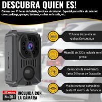 Minicámara de Espía Oculta, Funciona sin Internet, Cámara de Vigilancia HD con Visión Nocturna y Detección de Movimiento para Coche, 11 Horas de Batería, Cámara Espía sin Wifi - details 0