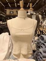 Camiseta Ustada con lazo blanco, adecuada para la moda de verano 2022, top informal de punto sin mangas de color liso - details 1