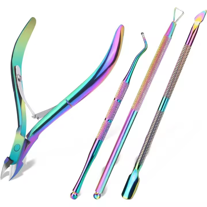 Alicates para Cutículas, 4 piezas, Removedor de Cutículas y Cortador, Herramienta de Belleza, Corta Cutículas de Acero - 1