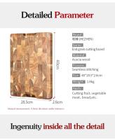 Tabla de cortar de empalme de madera de Acacia, tabla de cortar de madera antimoho a prueba de humedad, herramientas de cocina antideslizantes, tabla de cortar verduras - details 3
