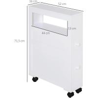 Ruedas Estrecho 2 Cajones y Estante Almacenamiento Carga 20 kg 16x52x71,5 cm Blanco - details 3