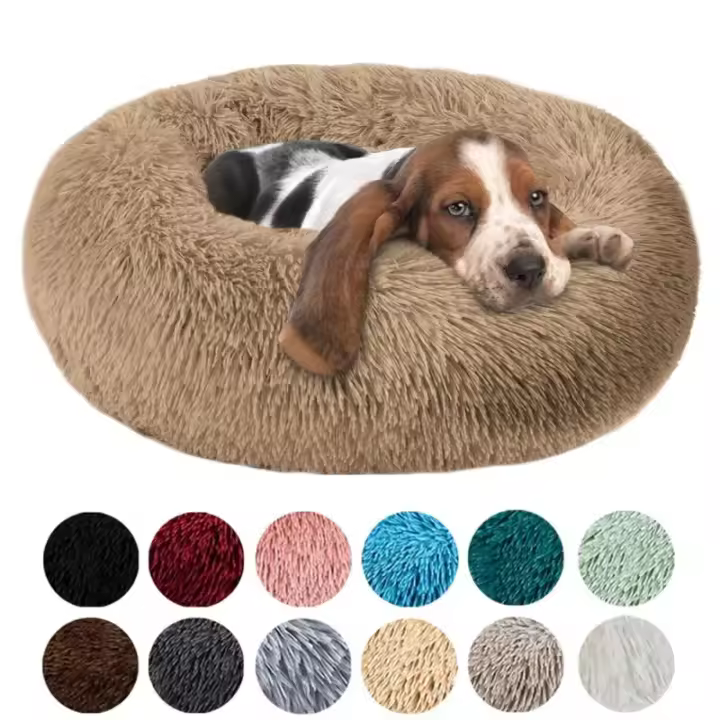 Cama redonda de felpa para gatos, cojín suave y largo, cesta para perros, productos para mascotas, alfombrilla para animales, sofá para dormir - 1