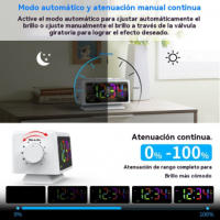 Reloj Despertador RGB de Gran Pantalla Calendario Perpetuo, Radio FM, Función Snooze, Ajuste Automático de Brillo, Carga USB - details 1