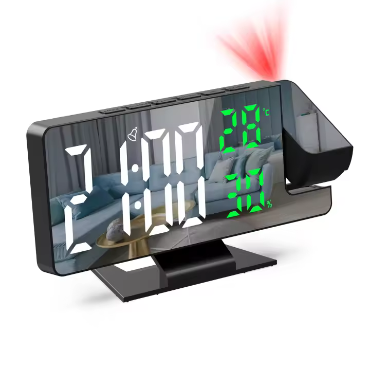 ORIA-reloj despertador Digital con proyección, dispositivo electrónico de mesa, LED, con temperatura y humedad, para el hogar, dormitorio y oficina - 1
