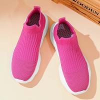 Zapatos Deportivos Con Plataforma A La Moda Para Hombre, Zapatillas Informales De Punto Rojo De Alta Calidad, Zapatillas Para Correr Ligeras Y Transpirables Sin Cordones Para Hombre - details 3