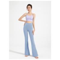Pantalones acampanados antibacterianos, pantalones de yoga micro deportivos de cintura alta para mujer, pantalones de pierna ancha adelgazantes color piel - details 16