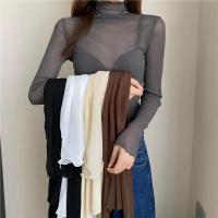 Camiseta de Malla Transparente para Mujer Manga Larga, Cuello Redondo, Seda y Encaje - details 3