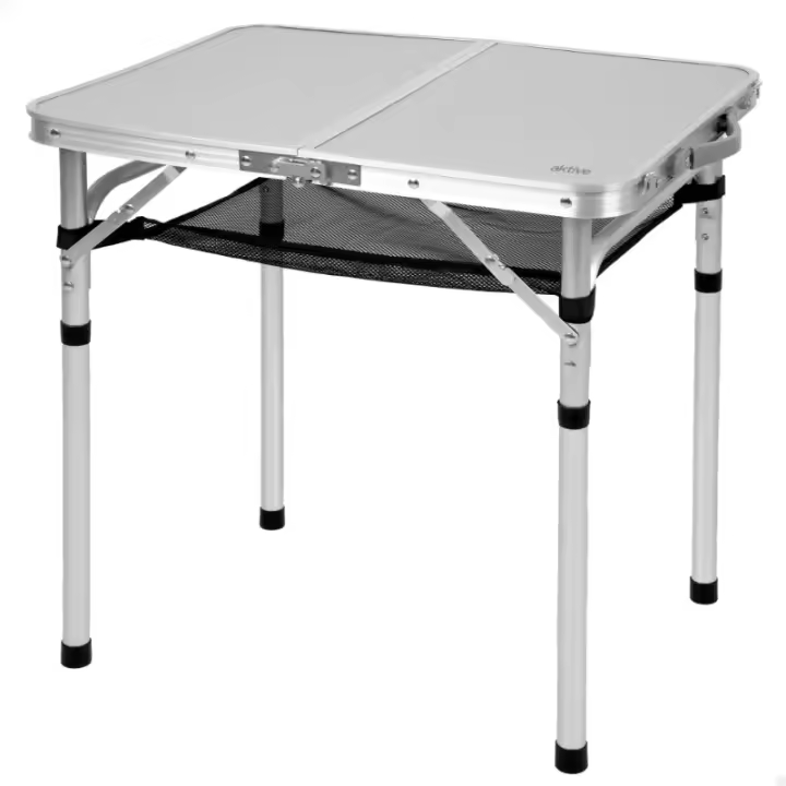 Mesa plegable AKTIVE con cubierta de malla extraíble, tablero antideslizante y asa de transporte con cierre para camping - 1