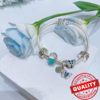 Encanto de Flor de Pansy Rosa de Plata Esterlina Pulsera Original de Plata 925 con Encanto de Mariposa Azul Joyería Fina Regalo - details 6