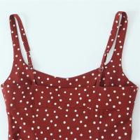 2025, vestido casual con estampado de lunares rojos y tirantes con abertura, falda larga, novedad de verano, ropa de mujer. - details 7