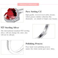 Anillo de Plata Elevado con Corazón Rojo Circonita Cúbica, Estrella, Luna, Flor, Joyería de Boda, Regalos - details 3