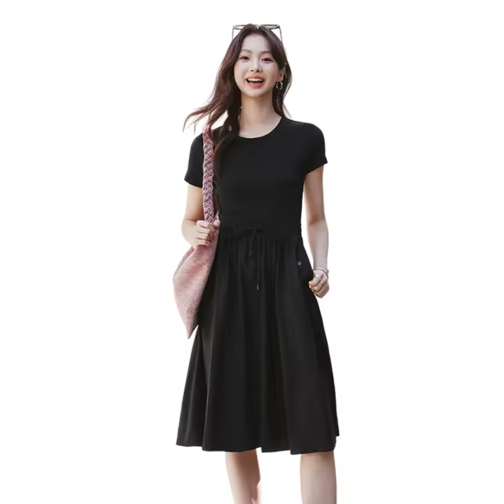 Vestido Semir para Mujer Cintura Ajustada, Versátil, Cuello Redondo, Dos Piezas, Moda de Verano 2024 - 1