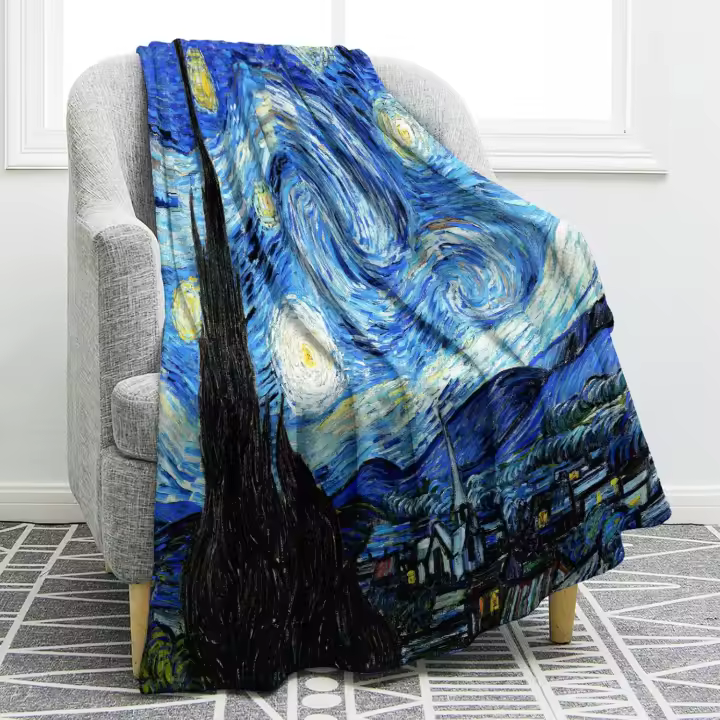 Manta Van Gogh Regalos para Mujeres Hombres Vincent Van Gogh Noche Estrellada Mantas Regalos para Niñas Niños Adolescentes, Navidad Cumpleaños Día de San Valentín Decoración Artística Regalos para el Hogar Cama Sofá - 1