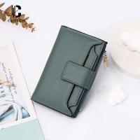 Cartera de cuero PU multifuncional portátil, cartera corta con cremallera de estilo coreano, monedero, tarjetero plegable de Color caramelo para uso diario - details 11