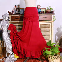 Flamenco Vestido de baile de hojas triangulares rojo envuelto cadera con dos lados hinchados - details 2