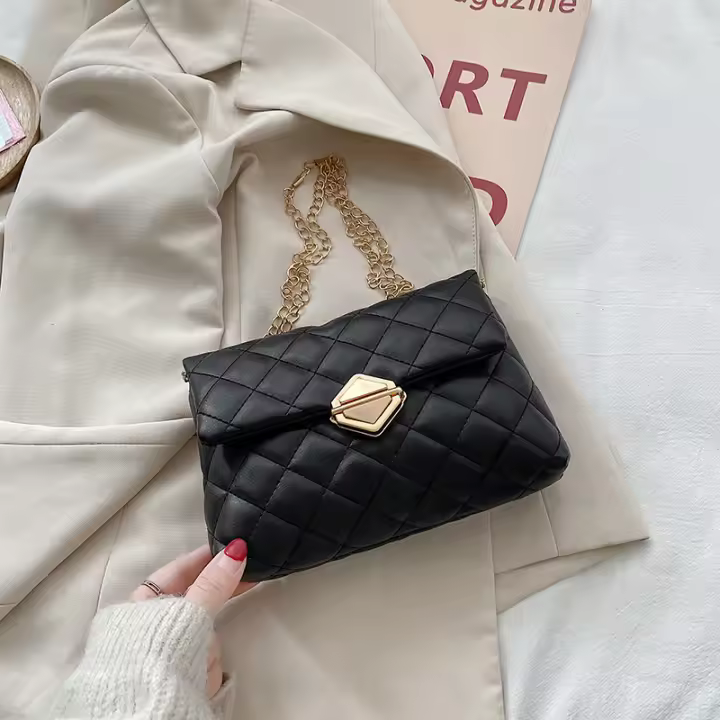 Bolso de Hombro de Diamante en Red para Mujeres Bolso Cruzado de Cuero PU con Cadena de Lujo Bolso de Mensajero Bolso de Mano y Cartera - 1