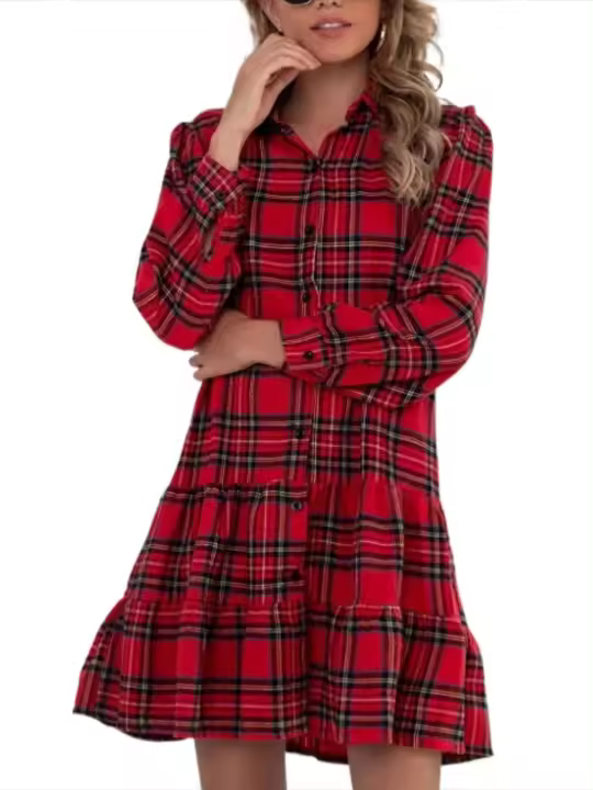 Elegante Vestido Vestido de Manga Larga para Mujer Curvy, Elástico, Bonito Moda de Moda - 1