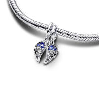 Collar de Doble Pieza de Plata Esterlina 925 Cuentas de Ala Azul para Hacer Joyería - details 1