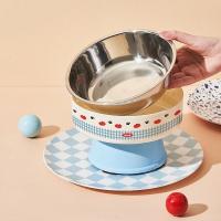 Cuenco de base alta para mascotas de dibujos animados, antideslizante, antivómitos, comida para gatos, cuenco de agua con soporte, cuenco de acero inoxidable antivuelco para gatos - details 13