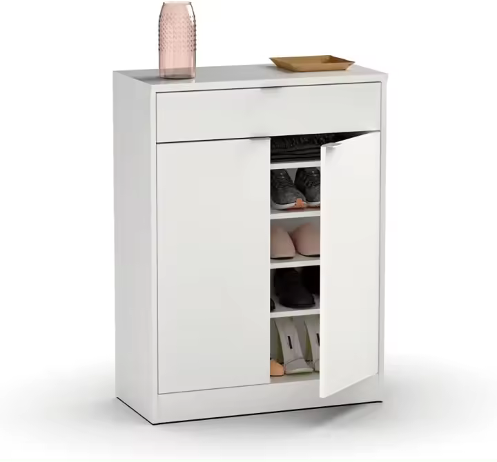 Recibidor Zapatero Mueble Auxiliar de Entrada con cajón y 4 estantes Regulables, Roble Cambrian, 20 Pares de Zapatos, 101x75x36cm, Modelo Berlín - 1