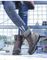 Algodón para el invierno del norte, botas de nieve cálidas y de suela gruesa con forro polar añadido, zapatos altos de cuero para mujer en tallas 35-42 - details 18