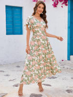 NOVEDAD DE VERANO 2025, producto estampado con cuello en V, manga corta, corte ajustado con un gran espectáculo de temperamento - details 2