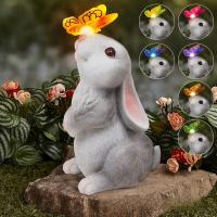 Estatuas Conejos para Jardín con Luz Solar LED, Decoración Exterior para Terraza/Césped/Balcón, Incluye Suculentas Artificiales, Autonomía 6 Horas, Regalo Original para Madres/San Valentín/Navidad - details 9