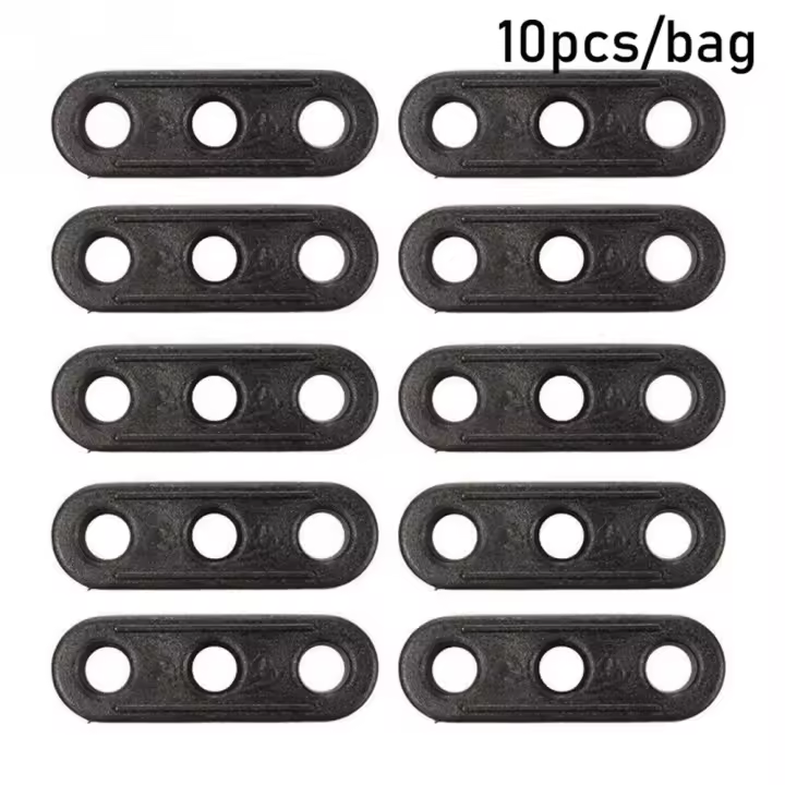 Cuerdas de viento para tienda de campaña, gancho de ajuste de hebilla, cierre tensor, 10 piezas, color negro, 3 agujeros - 1