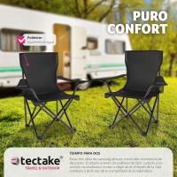 Sillas Plegables de Acero para Camping Resistentes, Soporte para Bebida, Uso Exterior, Terraza y Picnic Negro - details 3