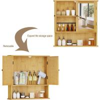 Puertas Espejo, Mueble 1 Estante Ajustable y 1 Compartimiento Abierto, Cocina y Dormitorio, 56x14x58 cm - details 6